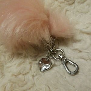 Juicy couture Pink faux fur pom keychain